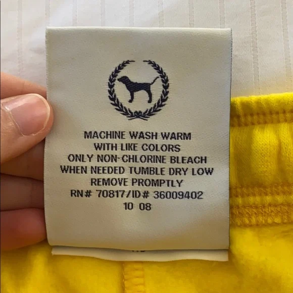 NWOT Victoria’s Secret Pink Embroidered Yellow Jogger - Picture 7 of 7